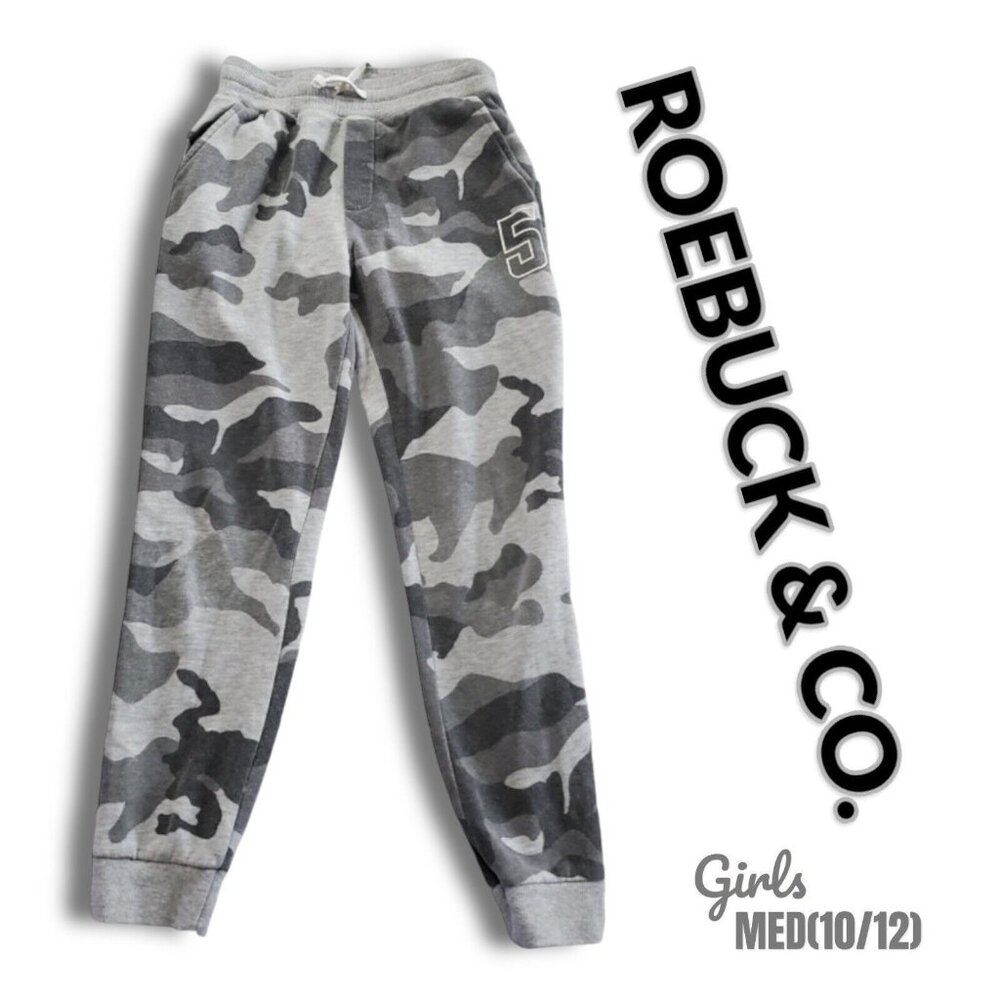 Girls Gray Roebuck & Co Camouflage Sweatpants M (10/12)